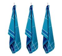 Lot de 3 torchons jacquard 50x70cm bleu - "Tartan