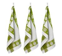 Lot de 3 torchons nid d'abeilles 50x70cm vert - "Carré