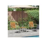 vidaXL : Ensemble de 3 chaises longues, couleur marron, en bois d'acacia massif et en acier inoxydable