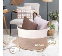 Lot de 3 très grands paniers de rangement tissés avec poignées - D55XH35 cm - Paniers décoratifs en jute pour le linge, les vêtements et le rangement de la salle de bain - Parfaits pour créer des pani