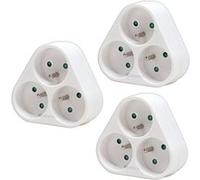 Lot de 3 triplites blocs multiprises 3 Prises en triangle Waytex 3X16A 2P+T, Sécurité enfant, CE NF, Blanc Blanc G