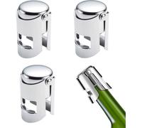 Lot de 3 tubes, bouchon à champagne en acier inoxydable enroulé autour d'un tube, anti-fuites, ajustable, pour bouchons économiseurs de vin et de bière (argent)
