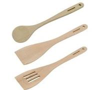 Fackelmann 9907250 Lot de 3 ustensiles de Cuisine en Bois, cuillère en Bois, spatule, ustensile, de Cuisine, cuillere,FSC, 30 x 6,5 cm
