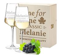 Lot de 3 verres à vin avec gravure personnalisée Motif Time for Wine - 2 verres à vin blanc Leonardo Puccini 560 ml, 1 boîte en bois - Durable Cadeau DIY - Anniversaire - Femme, Man - Glasss