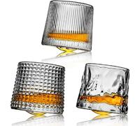 Lot de 3 verres à whisky rotatifs en cristal - 160 ml