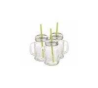 : Lot de 3 verres rétro avec anse, paille et couvercle