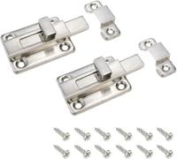 Lot de 3 verrous de porte coulissants en acier inoxydable avec 18 vis 7,6 cm - Petit verrou de sécurité pour porte de jardin, salle de bain, abri de jardin, toilettes