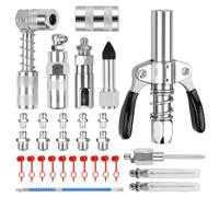 Lot de 30 adaptateurs de pistolet à graisse, G Coupler pour graisseur, graisseurs, avec tuyau de 30 cm et embout de presse à graisser, raccord mamelon, 8 types - Embout buccal universel - Kit de