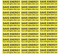 Lot de 30 autocollants avec inscription « Save Energy Turn Off Lights » Noir et jaune 7 x 2 cm