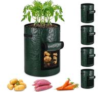 Lot de 30 bacs en PE, 27 l, bacs de jardin et de terrasse avec fenêtre et poignées robustes, pour les pommes de terre, les tomates, les fraises, les fleurs, les plantes et les légumes