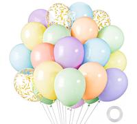 Lot de 30 ballons macarons pastel de différentes tailles 30,5 à 25,4 cm - Kit de ballons à confettis dorés métallisés pour Pâques, fête prénatale, anniversaire, remise de diplôme, décoration de fête