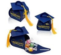 Lot de 30 boîtes cadeaux avec bouchon de remise de diplôme avec pompon, boîtes à bonbons pour remise de diplôme 2026, centres de table pour décorations de table, décorations de fête, mini boîte à