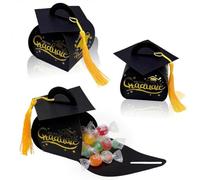 Lot de 30 boîtes cadeaux avec bouchon de remise de diplôme avec pompon, boîtes à bonbons pour remise de diplôme 2026, centres de table pour décorations de table, décorations de fête, mini boîte à