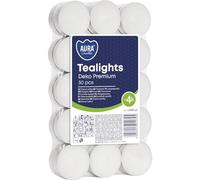 Lot de 30 bougies chauffe-plat blanches emballées dans une pile - Sans odeur - 4 heures de combustion - Petites bougies pour bougeoirs - 10 g