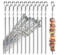 Lot de 30 brochettes de barbecue - 39 cm - En acier inoxydable - Pour feu de camp ou barbecue