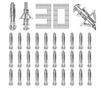 Lot de 30 chevilles creuses en acier au carbone Type pétal - Vis galvanisées - Kit de chevilles M6 x 52 mm - Chevilles à expansion - Chevilles murales creuses très résistantes - En métal - Pour murs