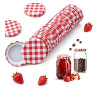Lot de 30 Couvercles à Visser Twist Off de 63 mm Carreaux Rouge/Blanc | Couvercle Pot Confiture Couvercles Twist Off Hermétiques Couvercle de Rechange pour Bocaux de Conservation