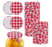 Lot de 30 Couvercles à Visser Twist Off de 82 mm Carreaux Rouge/Blanc | Couvercle Pot Confiture Couvercles Twist Off Hermétiques Couvercle de Rechange pour Bocaux de Conservation