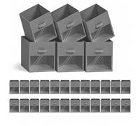 Lot de 30 cubes de rangement réversibles avec deux fenêtres transparentes, 27,9 x 27,9 x 27,9 cm, paniers en tissu robuste pour étagères, organiseurs de placard avec poignée en X renforcée pour