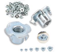Lot de 30 écrous à enfoncer M8 x 11 mm en acier au carbone galvanisé avec 4 pointes à frapper pour bois, planches, meubles, artisans, constructions, kits de vis, bricolage