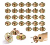 Lot de 30 écrous en T M8, 3 trous en T - Écrous à bride en acier au carbone avec base ronde - Écrous à enfoncer - Trou de roue pour fixation de meubles de connexion (37 x 2,5 mm)