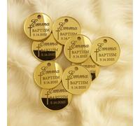 Lot de 30 étiquettes miroir en acrylique doré personnalisées, étiquettes de cadeau de baptême personnalisées pour fête prénatale, étiquettes souvenirs de bébé