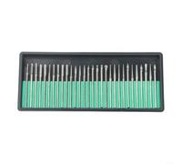 Lot de 30 forets à revêtement émeri avec pointe de 1 mm et tige de 3 mm pour outils rotatifs, têtes de meulage pour bijoux, verre de mer, coquillages, kit de polissage avec boîte (poignée de 2,35 mm)