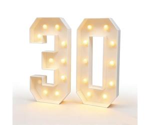 Lot de 30 grandes lettres lumineuses blanches chaudes pour décoration de fête d'anniversaire