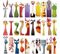 Lot de 30 marque-pages amusants en papier coloré en forme d'animal | Marque-page amusant pour l'école et la bibliothèque, accessoires de lecture, marque-pages d'animaux amusants, petits cadeaux
