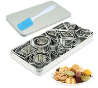 Lot de 30 mini emporte-pièces - 30 petits moules pour découper la pâte, la croûte à gâteau et les fruits - Cœur rond - Triangle carré - Gouttes de pluie ovales - Cutter géométrique - Argenté