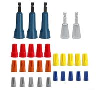 Lot de 30 outils de torsion avec connecteurs pour perceuse électrique, adaptateur de tige hexagonale de 6,35 mm pour bandes de calibre 8-14, kit de 30 pièces pour tâches de câblage domestiques et