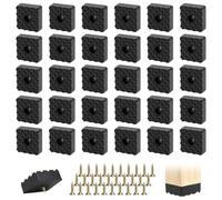Lot de 30 pieds carrés en caoutchouc à visser - 30 x 30 x 10 mm - Noir | Patins de meubles antidérapants avec vis, pieds de meubles en caoutchouc pour chaises, tables et meubles de jardin