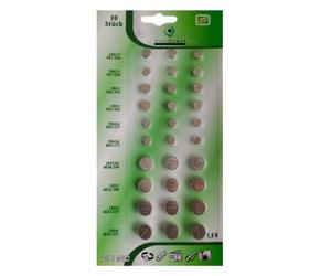 Lot de 30 Piles bouton plates Alkaline compatibles AG13/AG12/AG10/AG4/AG3/AG1 1,5V - Visiodirect -
