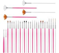 Lot de 30 pinceaux de décoration de gâteau - Poils en nylon pour gâteaux et bricolage - pour outils de pâtisserie robustes avec cadre en aluminium, blanc/rouge