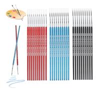 Lot de 30 pinceaux de peinture fins pour aquarelle - Petits pinceaux miniatures - Pinceaux acryliques aquarelle - Poils en nylon noir/rouge/bleu - Petit pinceau fin pour nail art et peinture à l'huile