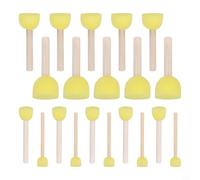 Lot de 30 pinceaux éponge de qualité supérieure pour peinture d'enfants - Embouts en mousse souple avec manches en bois pour l'art scolaire - Tailles assorties (20 pièces)