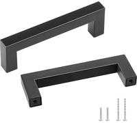 Lot de 30 poignées d'armoire, 3,86 pouces / 96 mm de centre à centre, tiroir d'armoire de cuisine carré mince, poignées de porte d'armoire de cuisine modernes en acier inoxydable pour cuisine, salle d