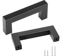 Lot de 30 poignées d'armoire, 3 pouces / 76 mm de centre à centre, tiroir d'armoire de cuisine carré mince, poignées de porte d'armoire de cuisine modernes en acier inoxydable pour cuisine, salle de b