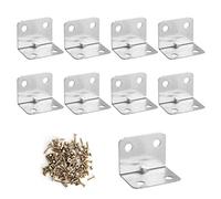 Lot de 30 raccords d'angle en acier inoxydable - Angle métallique de 90 ° - Pinces en L - Équerre d'angle 32 x 25 mm - Trous de montage avec 120 vis M4 - Pour meubles en bois, table, chaise, cadre de