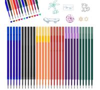 Lot de 30 recharges de rechange effaçables, compatibles avec Legami, pointe 0,7 mm, hauteur 13 cm, bleu, noir, rouge, vert, violet, orange - Recharge de stylo gel effaçable, recharges pour stylos