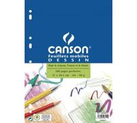 Lot de 30 Sachet de 50 feuillets mobiles papier à dessin A4 90g/m², perforés 9 trous