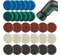Lot de 30 Tampons de Nettoyage Brosse Électrique Home/Garden 6033 Brosse Nettoyage Universelle, 5 Couleurs Pad Mousse, Pad Haute Performance