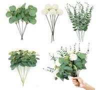 Lot de 30 tiges d'eucalyptus artificielles, tiges d'eucalyptus artificielles, réutilisables et faciles à entretenir, fleurs d'eucalyptus séchées pour mariage, jardin, maison, composition florale