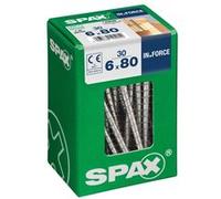 Lot de 30 vis acier tête cylindrique SPAX, Diam.6 mm x L.80 mm G