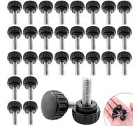 Lot de 30 vis moletées M3 - Vis à ailettes moletées moletées - En acier au carbone - Vis moletée ronde noire - Pour machines avec coffret de rangement