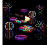 Lot de 300 bracelets, fluorescents, batons lumineux, 300 pièces, avec connecteurs, plastique PVC, 6 couleurs