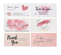 Lot de 300 cartes de remerciement avec 6 motifs, 5,1 x 8,9 cm pour magasins, détaillants en ligne, magasins locaux, fournitures d'affaires, remerciement pour votre commande (rose)