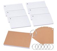 Lot de 300 cartes, lignées, format A7, avec anneaux de reliure, en papier kraft, cartes de vocabulaire lignées, intercalaires, cartes d'apprentissage, pour fournitures scolaires, accessoires