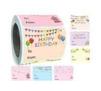 Lot de 300 étiquettes autocollantes d'emballage 50 x 38 mm pour boîte cadeau, sac de bonbons, emballage « Happy Birthday » pour enfants