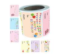 Lot de 300 étiquettes autocollantes pour emballage de nom d'anniversaire - 50 x 38 mm